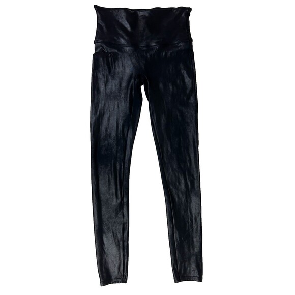 Spanx Shape Liquid Faux Leather Leggings Black Compression Shaping Women's L EUC - Picture 2 of 12